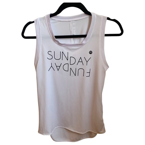 Running Workout Tank Top White Mesh Split Back Size S - Picture 2 of 8